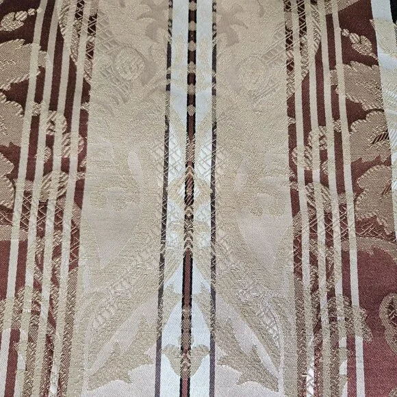 Striped Floral Ivory Merlot Green Upholstery Fabric Material 56" By The Yard